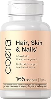 Coera Hair, Skin and Nails Vitamins with Collagen, Biotin & Moroccan Argan Oil | 165 Softgels | Non-GMO & Gluten Free Supplement for Men and Women
