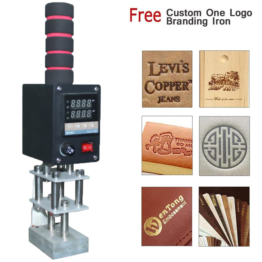 Máquina de Estampado en Caliente de Mano, máquina plegadora de Cuero con Temperatura Ajustable, Placa calefactora de Cobre Puro de 5-7 cm, Control de Temperatura Digital de 0~400 °C