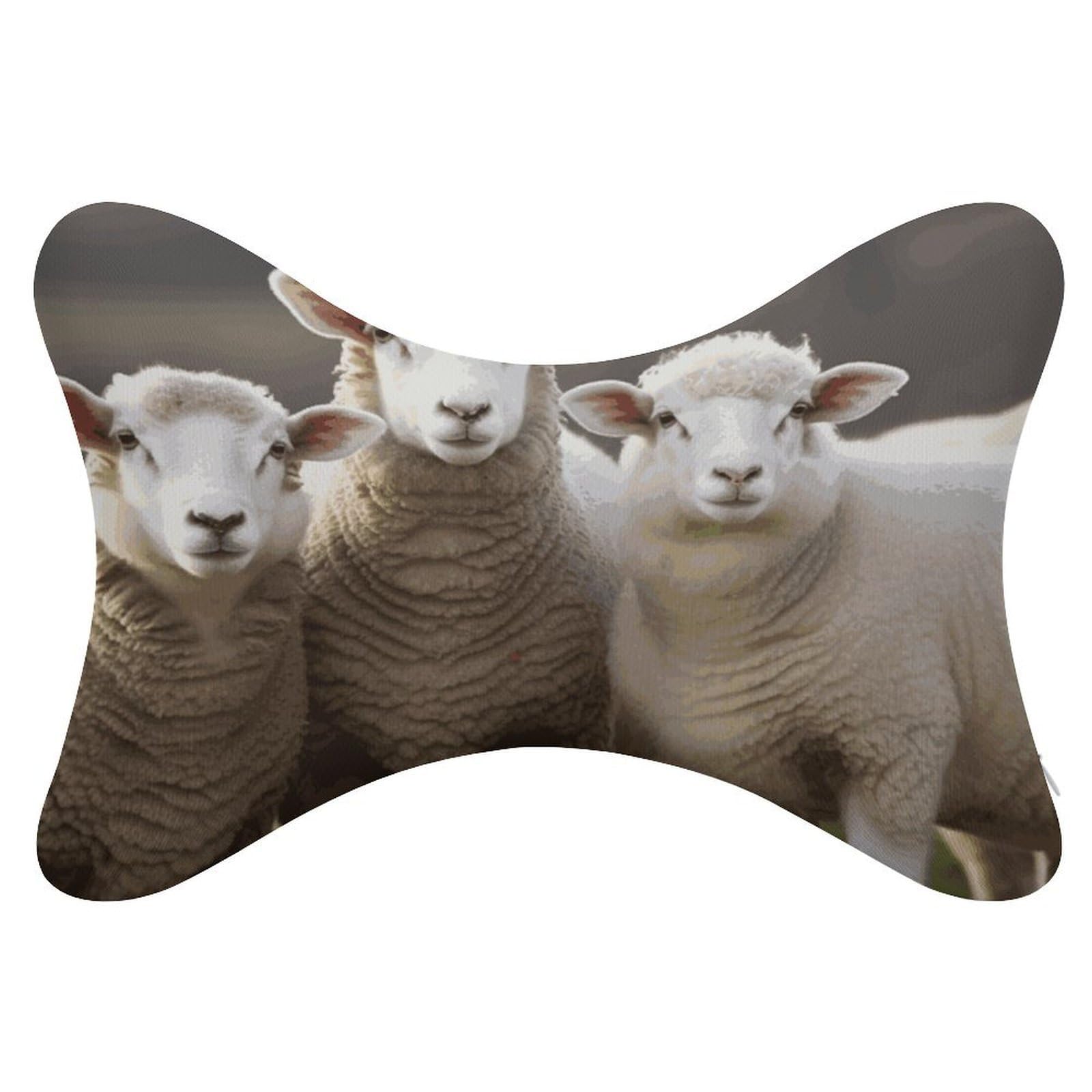 Adfgyerh Style Sheep And Lambs Pillow ，Memory Foam Pillow Core，Cushion,Provide Neck Support，Car Pillows For Travel Car Seats And Home Offices.