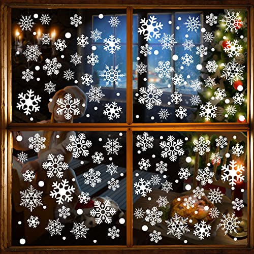 La Mejor Recopilación de Pegatinas decorativas de ventana al mejor precio. 46 GeeRic 114 Pegatinas de Copo de Nieve para Ventana,4 Hojas de Pegatinas de Ventana de Navidad Decoraciones de Invierno,Tienda de casa,Ventana de fiesta