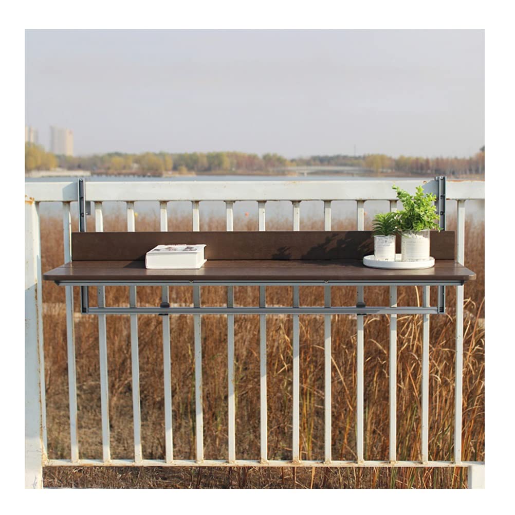 Table suspendue pliante de balcon de 60 à 120 cm pour garde-corps et terrasse