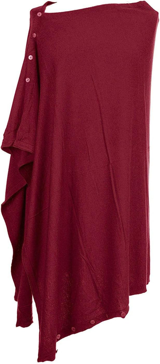 Ladies Lagenlook Button Cashmere Feel Modal Knit Multiway Poncho Wrap Cardigan Shawl Shrug Scarf Snood One Size