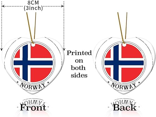 Miniatura 10 de Adorno de Noruega, recuerdo de banderas nacionales de país, marineros, vela, redondo, adorno de árbol de Navidad, porcelana de cerámica, bandera