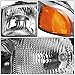 DNA MOTORING HL-OEM-SIE99-4P-CH-AM Chrome Amber Headlights Compatible with 99-07 Sierra Yukon
