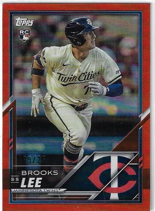 Brooks Lee Serial Numbered #09/25 Orange Parallel Lids Mitchell & Ness Exclusive Special Insert Collectible Baseball Card - 2025 Lids Mitchell & Ness Baseball Card #38 (Twins)
