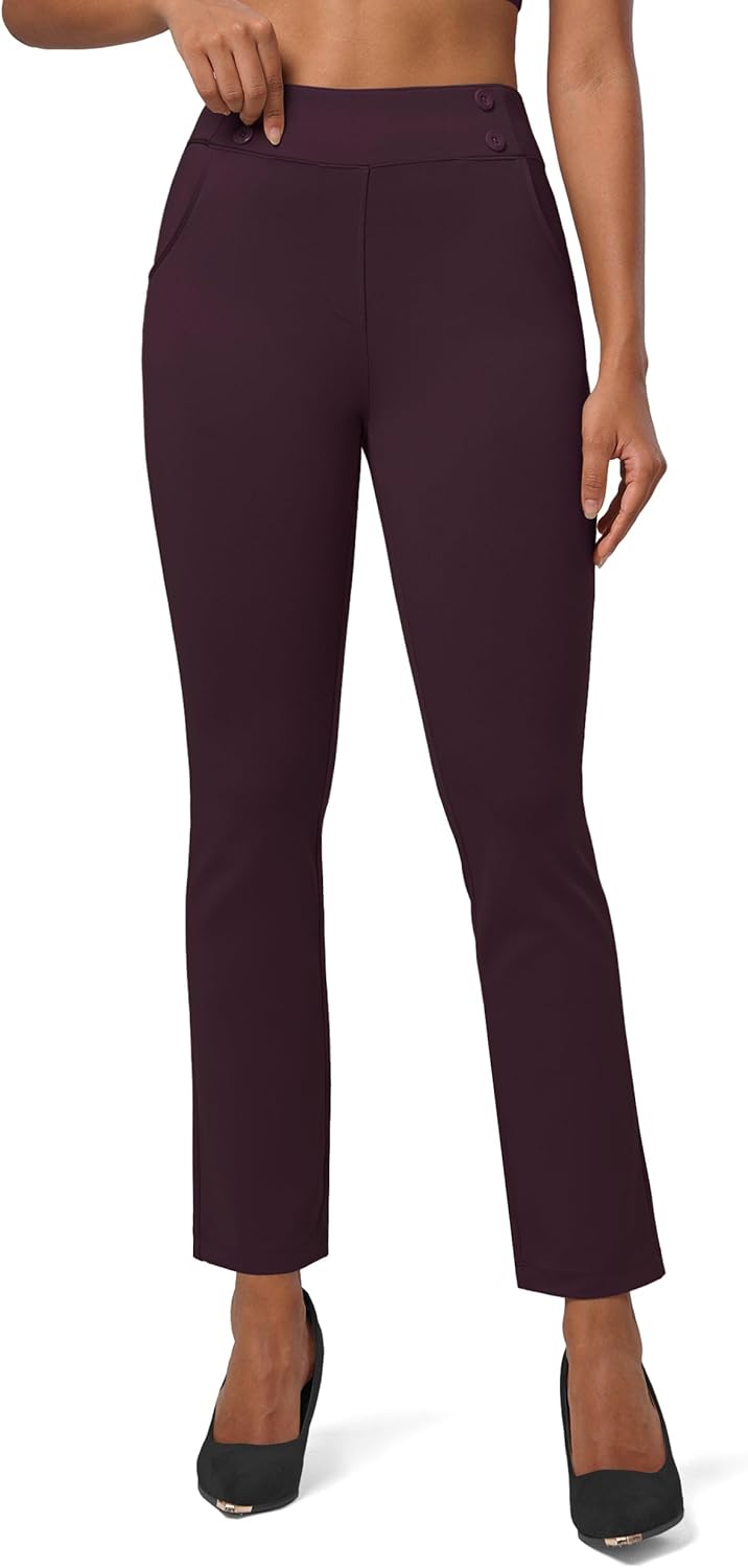 Willit Women's Yoga Dress Pants Stretch Business Work Casual Pants High Waisted Cropped Office Pants 27"
