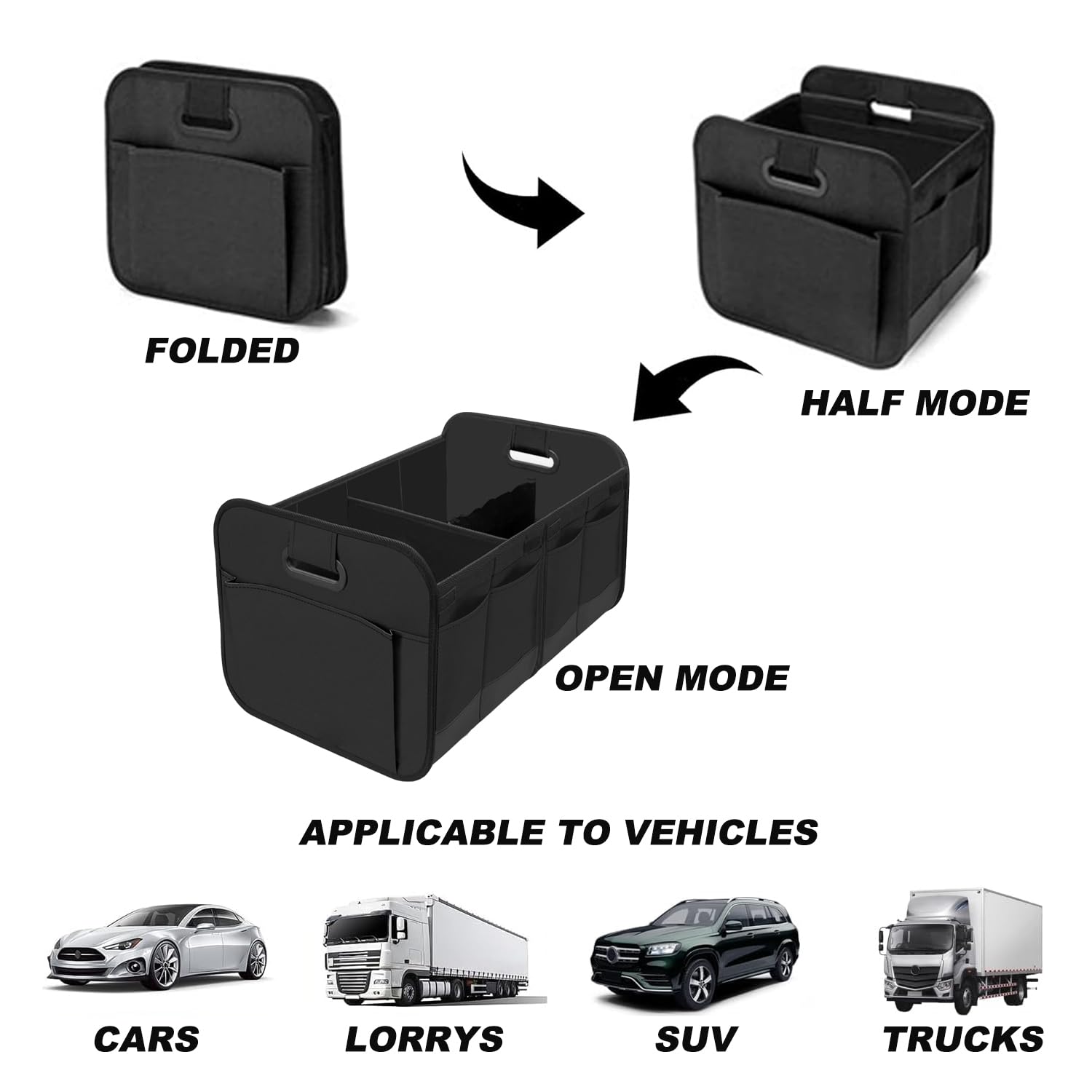 Organizer Bagagliaio Auto,Organizer Baule Auto Pieghevole con Scomparti,Borse per Bagagliaio con Tasche Extra e Pareti Rinforzate,Cuscinetti Antiscivolo per Campeggio