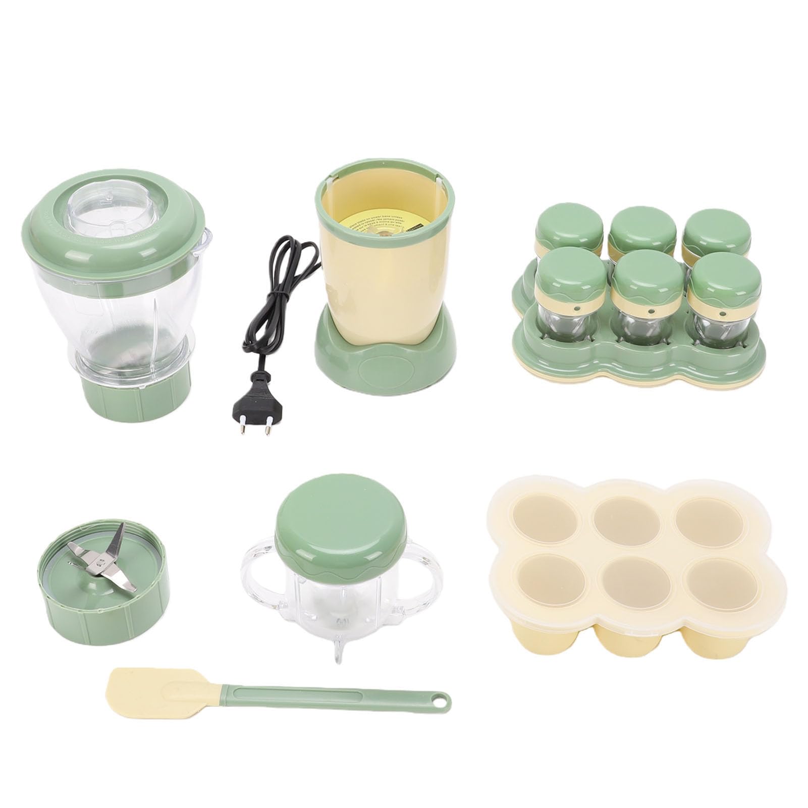 Ensemble de Préparation de Nourriture pour bébé, Mélangeur de Purée Multifonctionnel 10000 Tr/min, Robot Culinaire avec Récipients pour Fruits, Légumes et Viandes (Prise UE 220V)