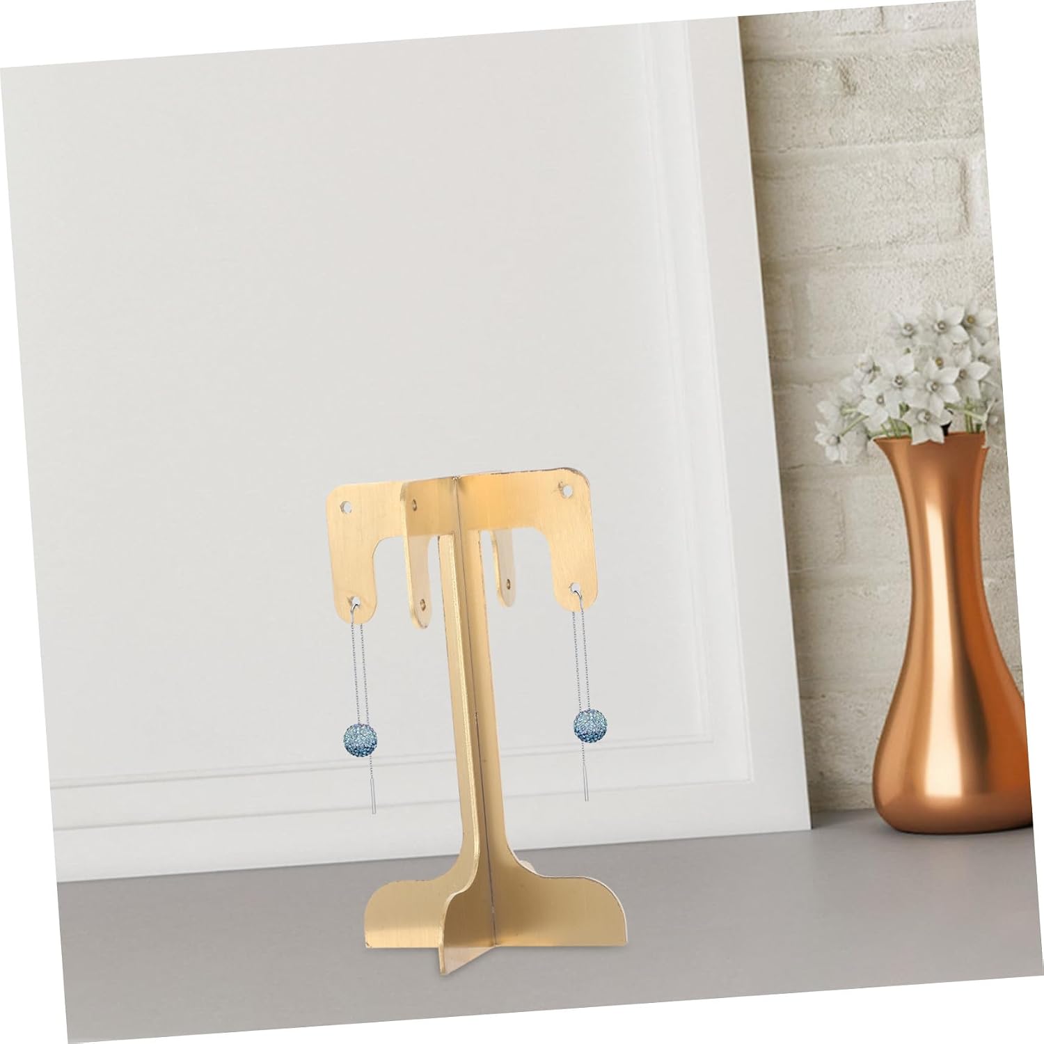 Iron Earring Hanger Rack Jewelry Organizer Stand with 8-hole Display Hooks Metal Jewelry Tower for Earrings and Necklaces Bedroom Or Retail Desk Display
