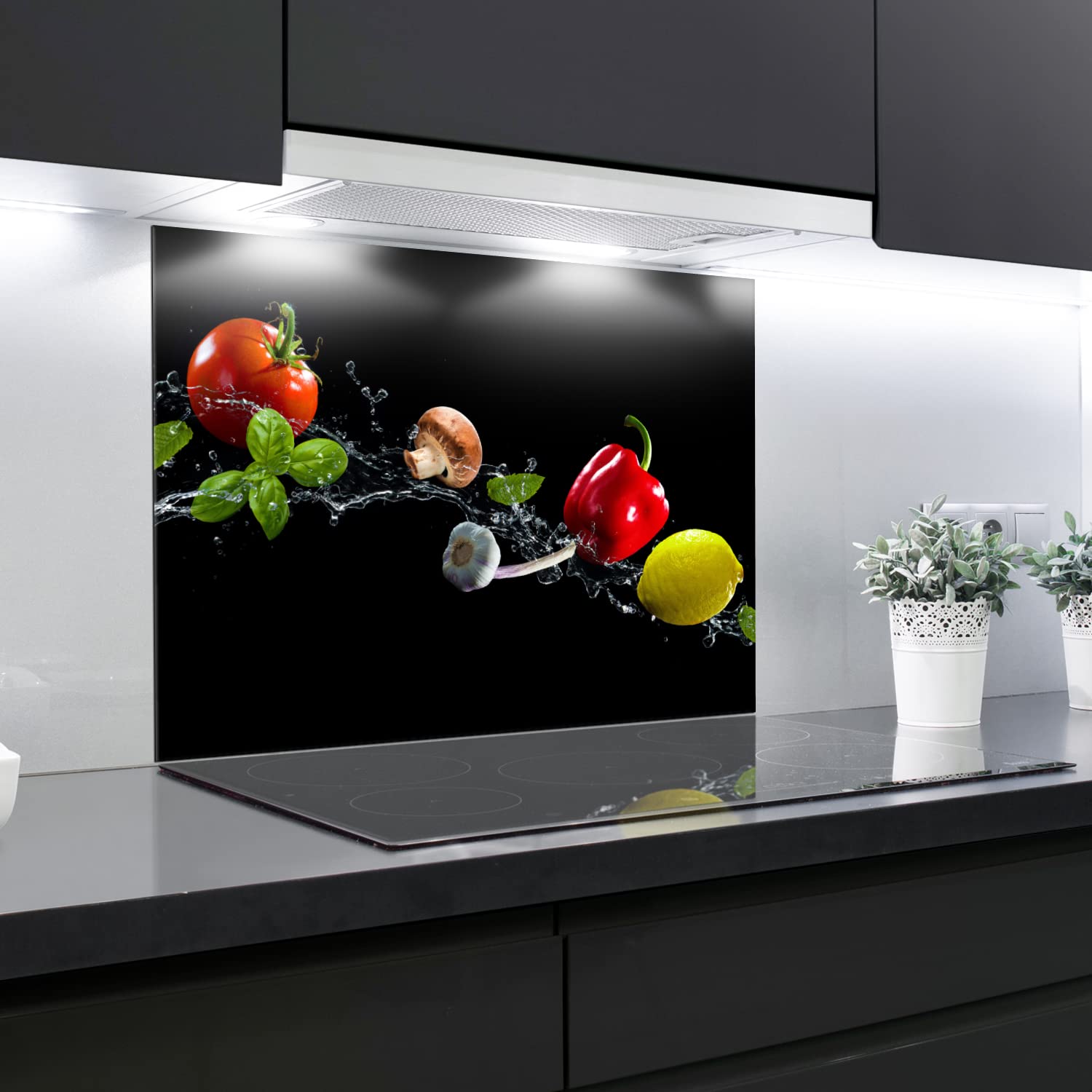 Crédence en verre trempé pour cuisine en verre trempé résistant à la chaleur 6 mm 90 x 65 cm Légumes 2