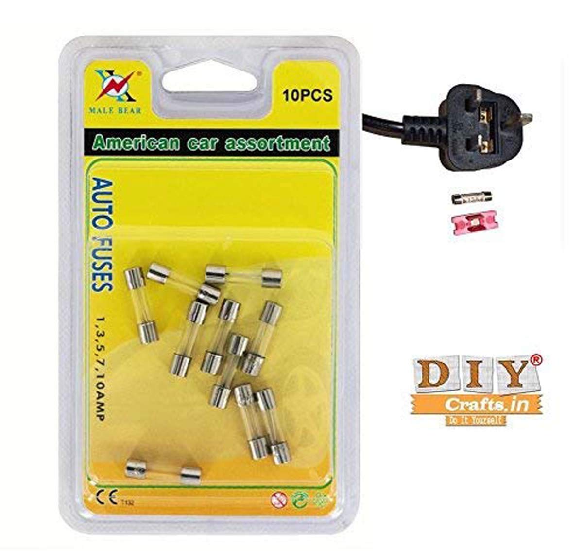 DIY Crafts Car Fuse 1A,2A,3A,5A,8A,10A,15A,20A,25A,30A, AUTO CAR Voltage ONLY for Cars STDZ 525 - I Car Fuse Set (10 Pcs, Silver Clear Fuse)