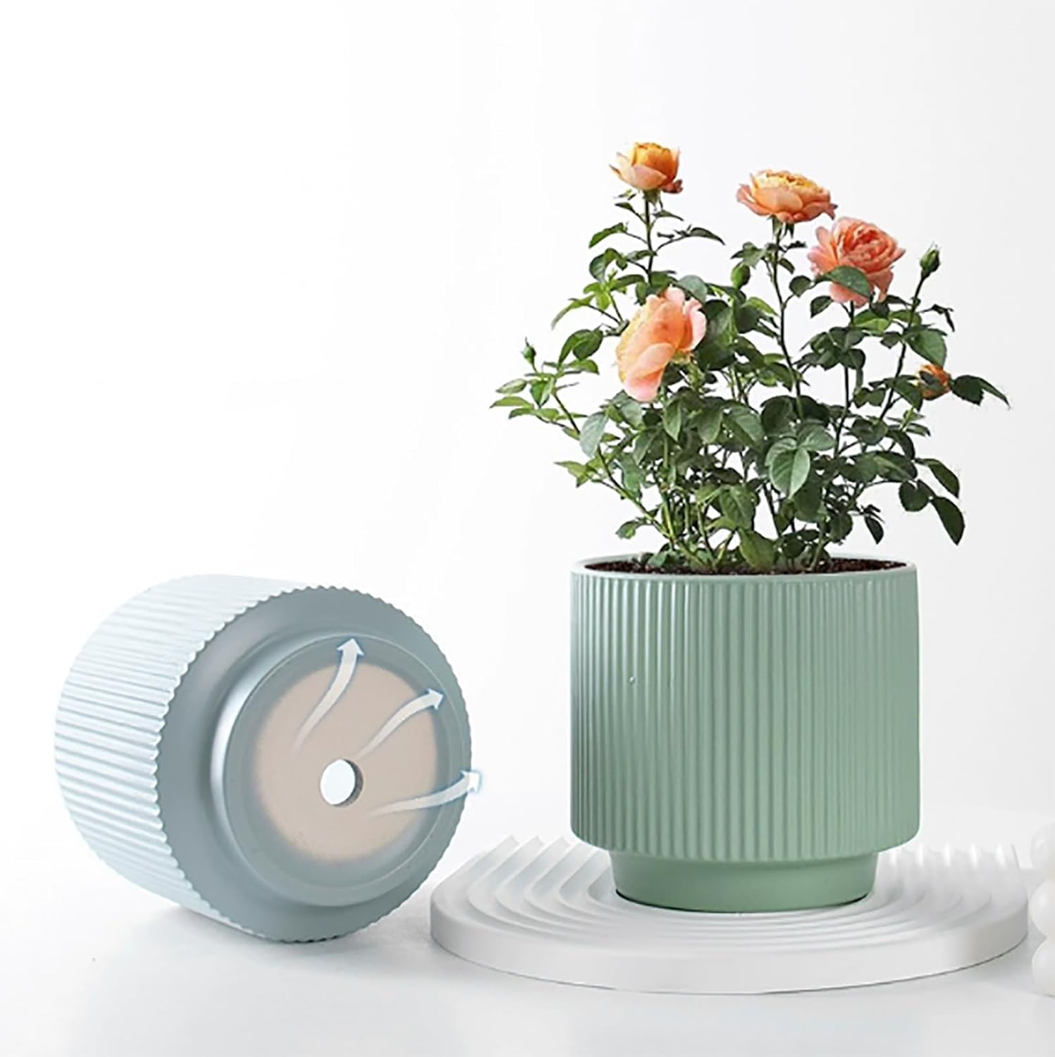 Ceramic 4.9+6.3 inch Planters, Modern Home and Office Flowerpot, Indoor and Outdoor Flowerpot with Drainage Hole (Grayish Blue)