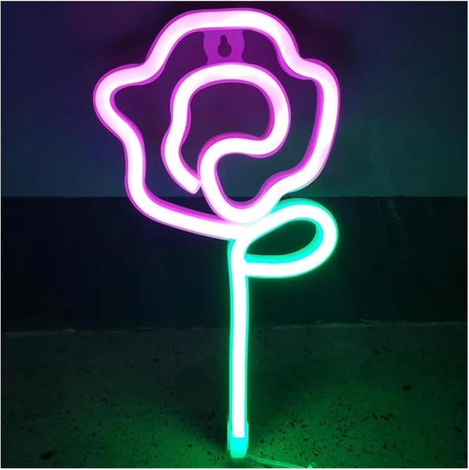 Regalo creativo per insegne al neon Lettere colorate per illuminazione interna, insegna al neon a forma di fiore per rosa per la parete della camera da letto e per le feste(2)