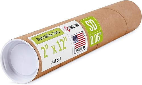 Miniatura 124 de Tubo de correo de papel kraft reforzado de 2 x 36 pulgadas, paquete de 1 tubo con 2 tapas, tubo seguro aprobado por USPS para pósteres, tubo