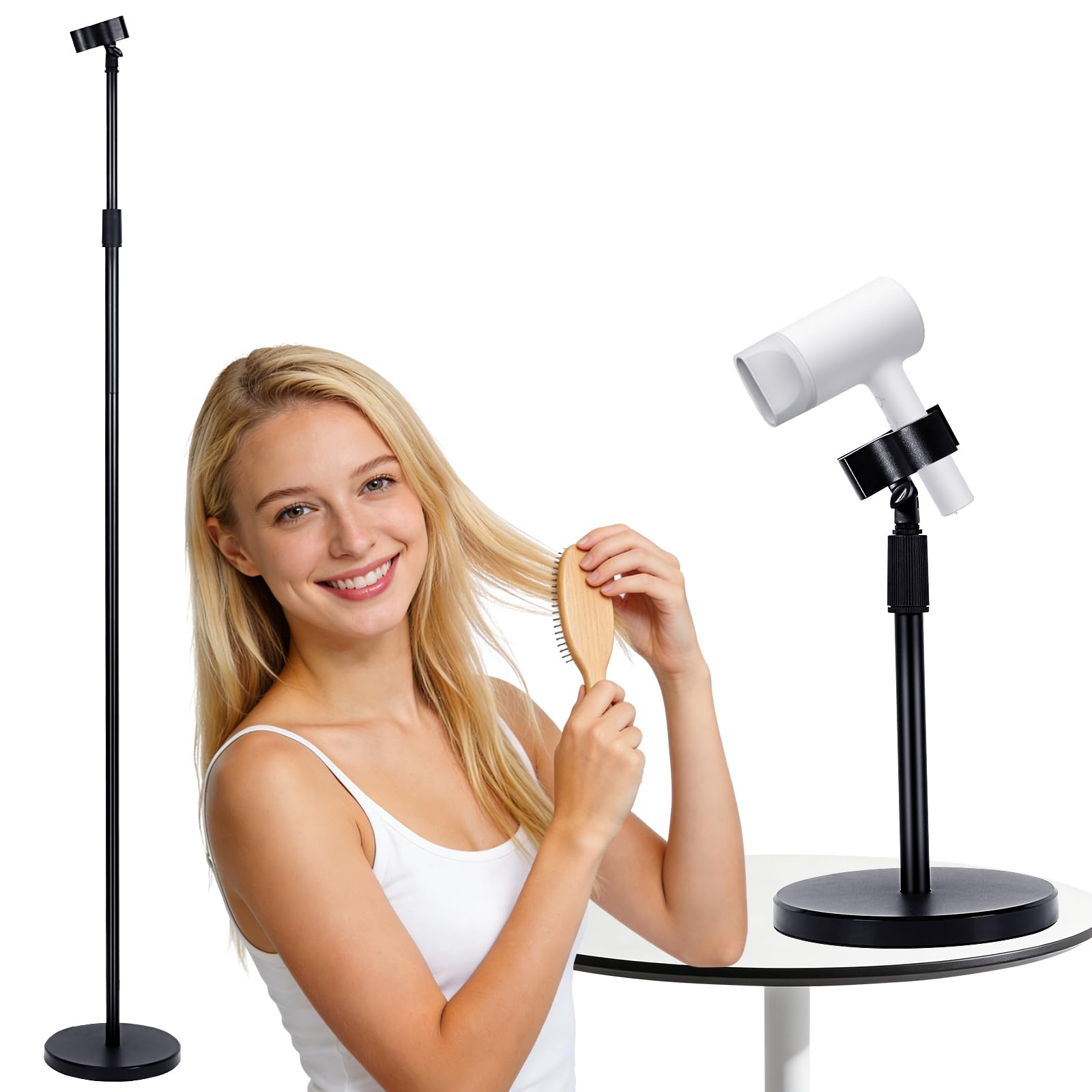 INNOLIFE Haartrockner-Halter, 185,4 cm Reichweite, freihändige Halterung, universelle Passform für Badezimmer-Organisation und Kabelmanagement