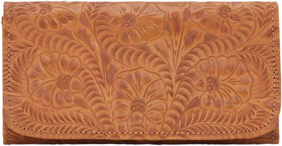 Women's Tri-Fold Leather Wallet Billfold for Women (Tan)