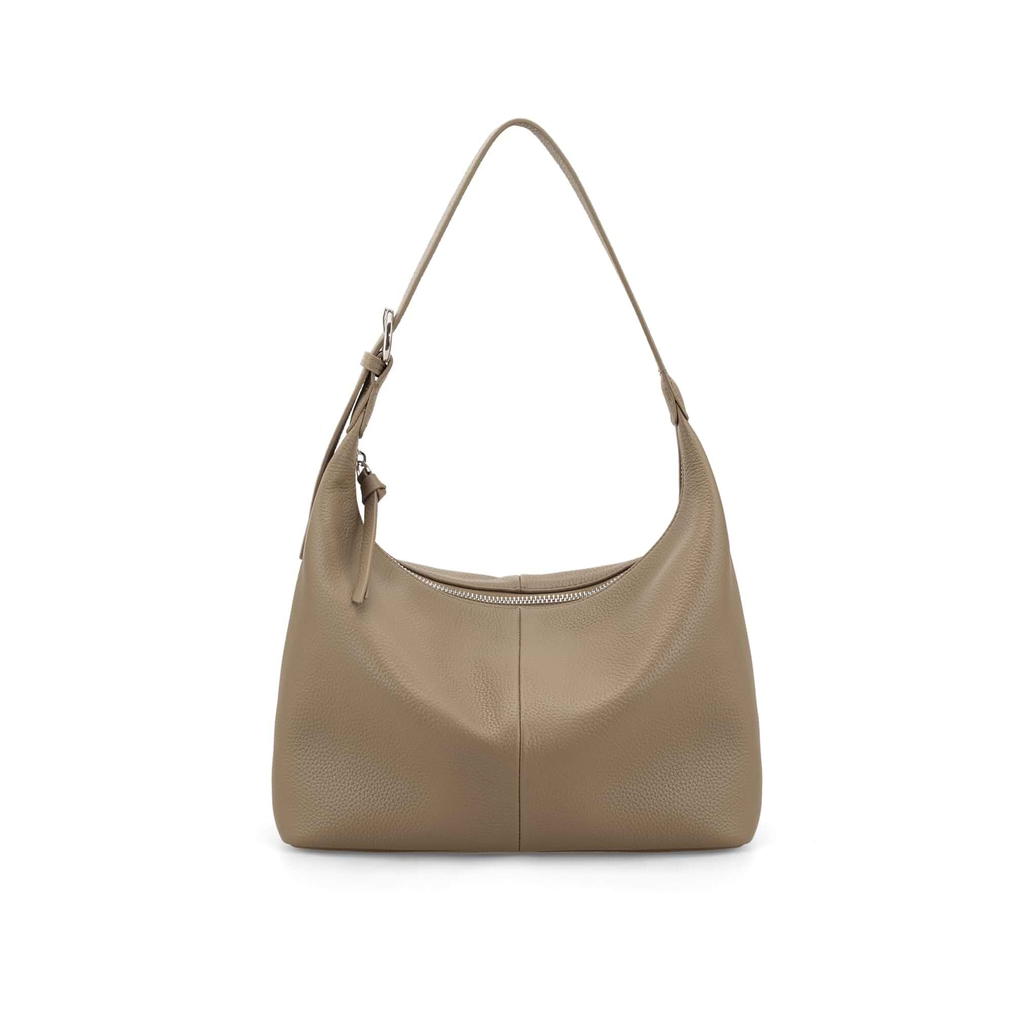 befen Genuine Leather Slouchy Hobo Bags for Women, Work Shoulder Purses Small Casual Underarm Handbags with Adjustable Strap, Soft Zippered Hobo Purses for Everyday Shopping Travel