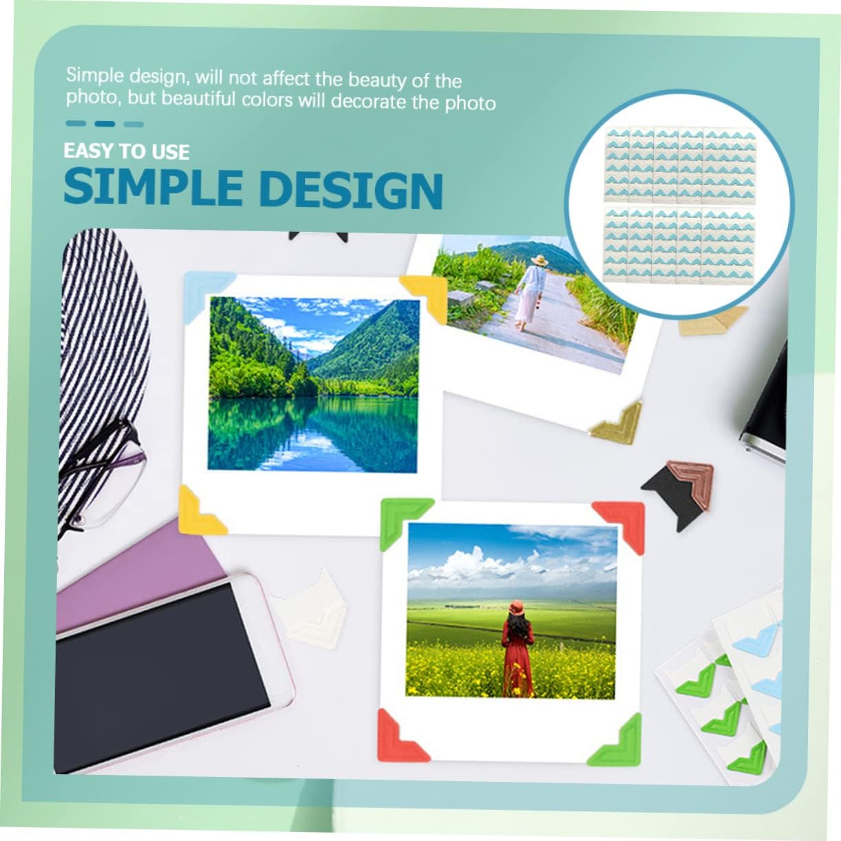 Self Adhesive Photo Mounting Corners for Scrapbooking 10 Sheets