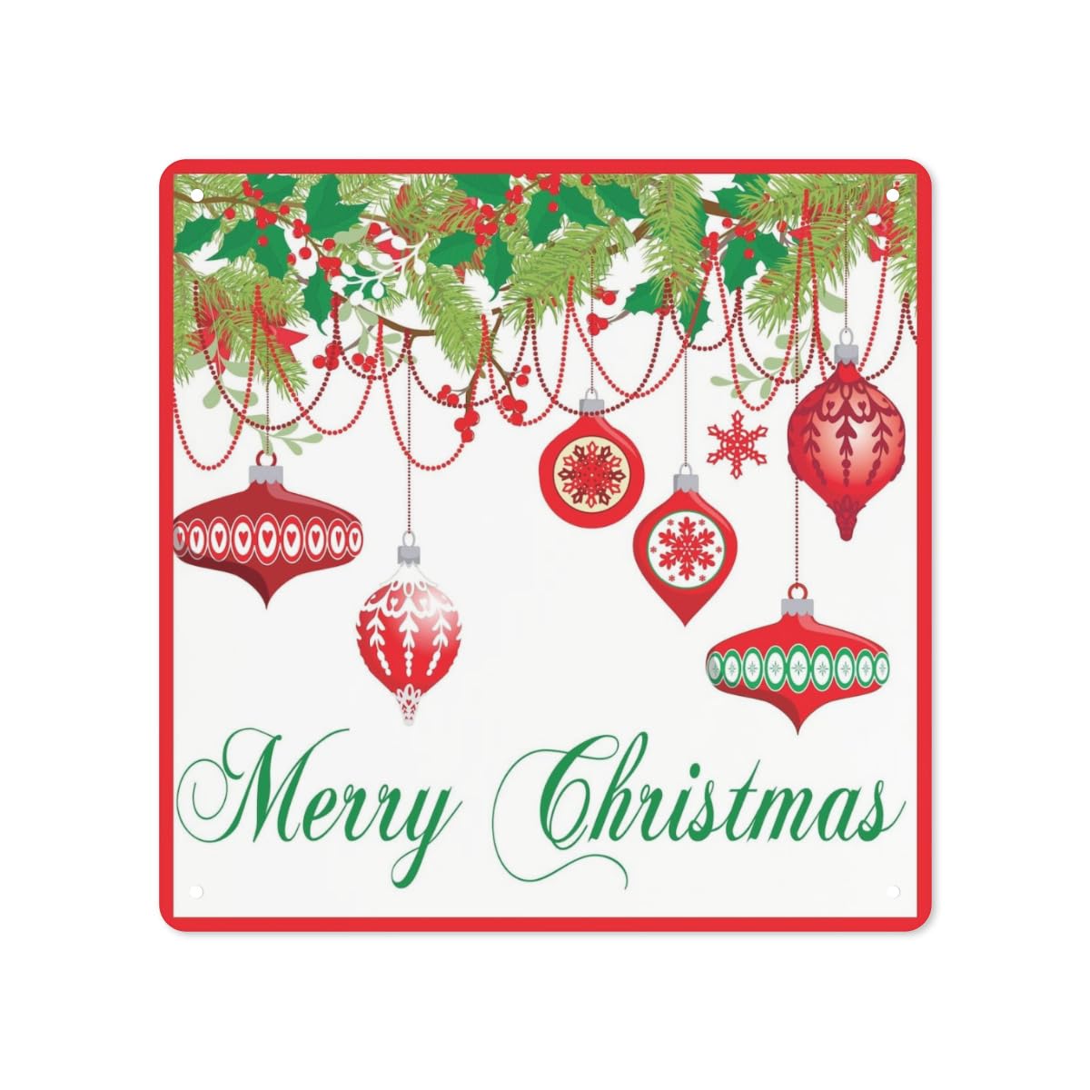 rayprint Christmas Ornament Vintage Merry Christmas Metal Tin Sign Home Bar Cafe Garage Wall Decor 12 x 12 Inch