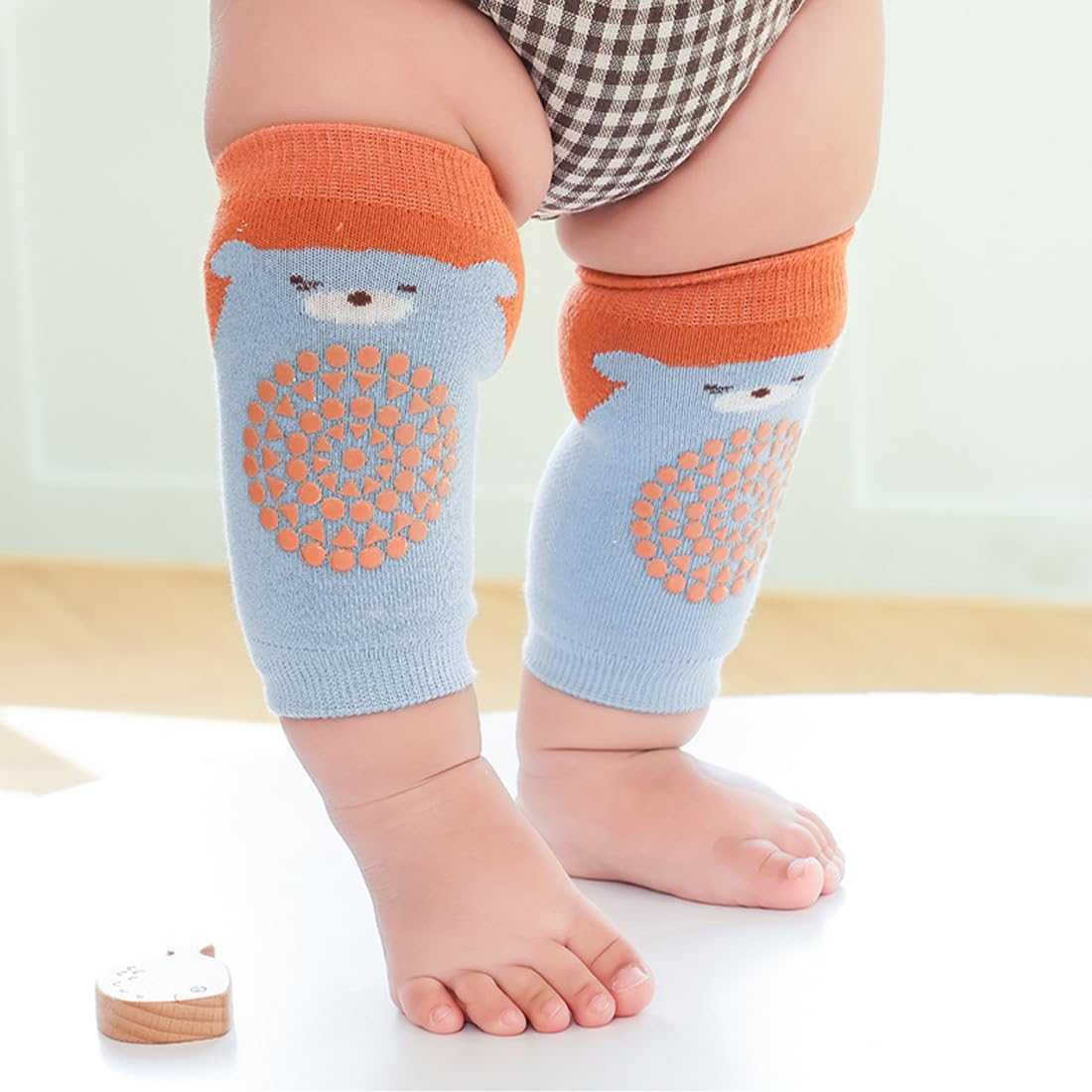 3 Paia Ginocchiere + 3 Calzini Antiscivolo Bimbi - Motivi Animali In Cotone - Foto 4