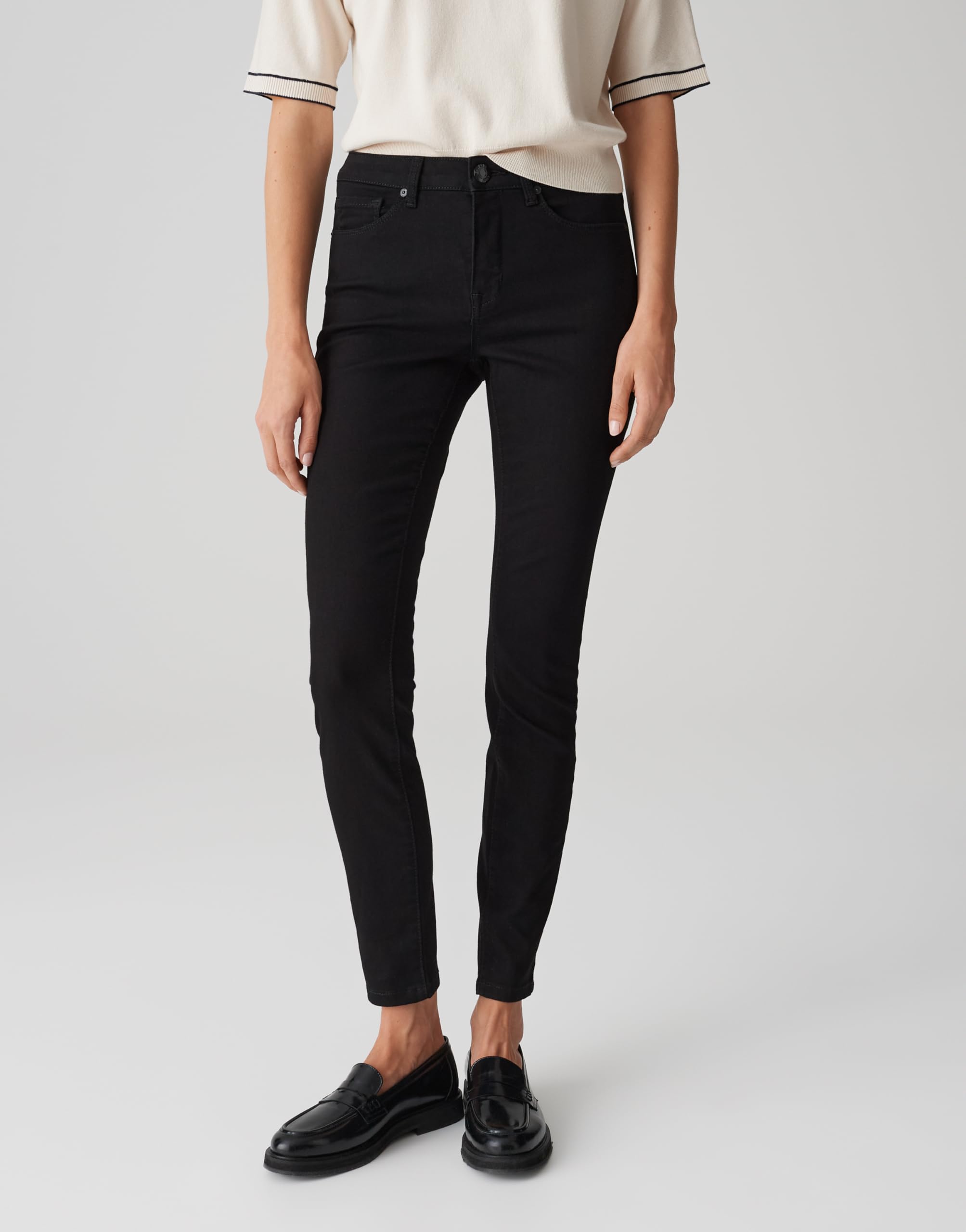 OPUS Damen Skinny | Skinny Jeans ELMA Black Low Rise mit Stretch-Anteil