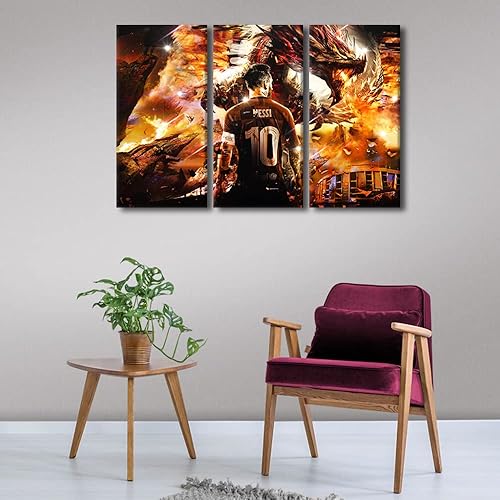 Miniatura 215 de TISHIRON 3 paneles CR7 Cristiano Ronaldo - Póster en lienzo para decoración de pared, pelota deportiva, casa moderna, para club, arena, sala