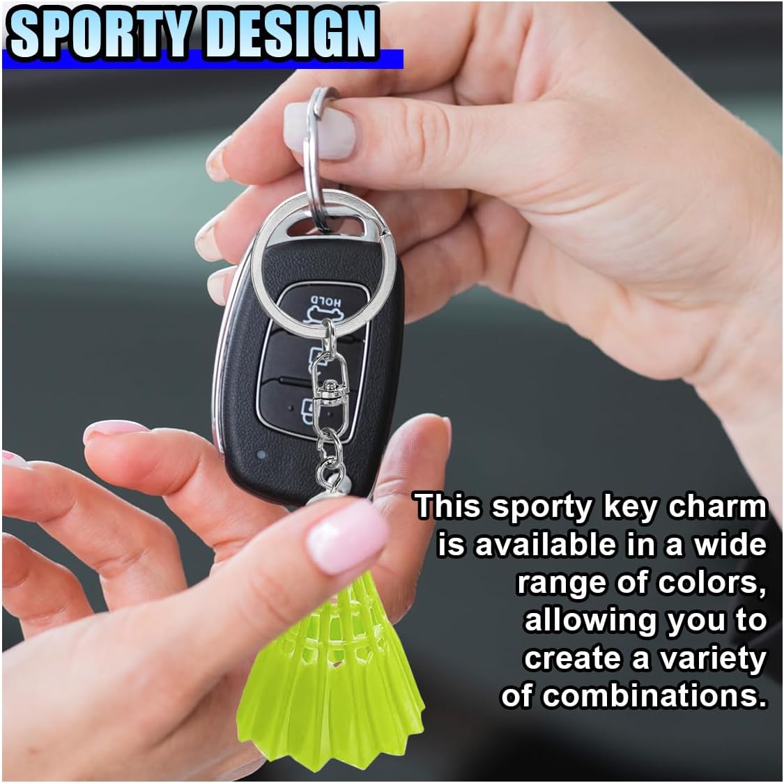 Mini Badminton Car Key Chain, Personalized Auto Key Fob Keychain Holder, Key Ring Decoration Accessories for Women Men (Green) image 4