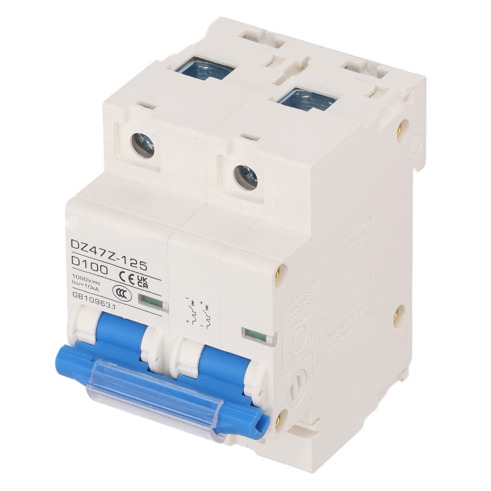 Interruttore Automatico CC Miniaturizzato 2P 100A 1000V Protezione di Tensione per Montaggio su Guida DIN per Sistema Fotovoltaico Solare (Blu)