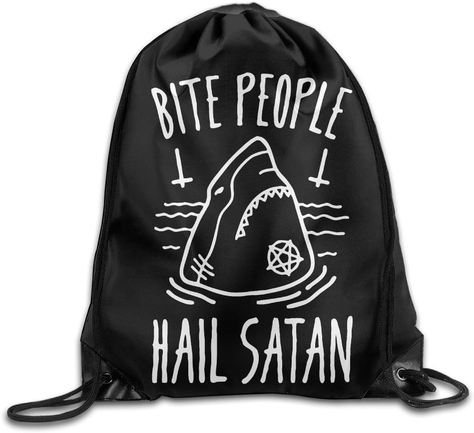 BITE PEOPLE HAIL SATAN SHARK Drawstring Backpack