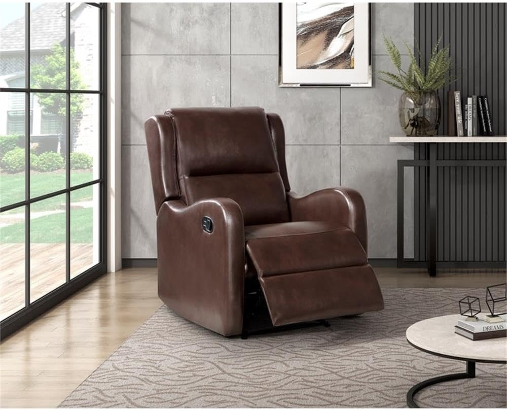 Lexicon Durant Faux Leather Manual Recliner in Brown