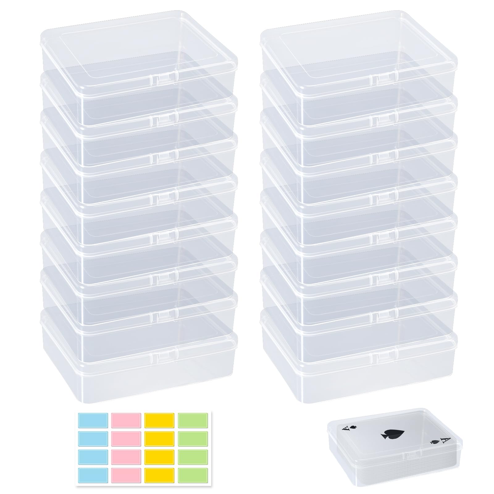 ZYNERY 16 Stück Karten Aufbewahrungsbox,Aufbewahrungsbox Klein mit Deckel Klein,Kunststoffbox mit Deckel,für Karten,Aufbewahrung,Sammelkarten