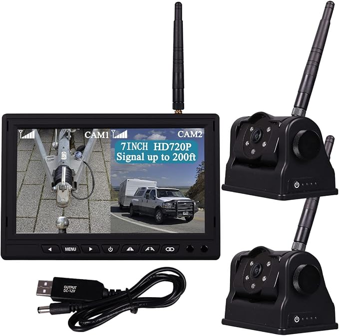 Wireless Hitch Camera with 7" IPS Monitor Dual