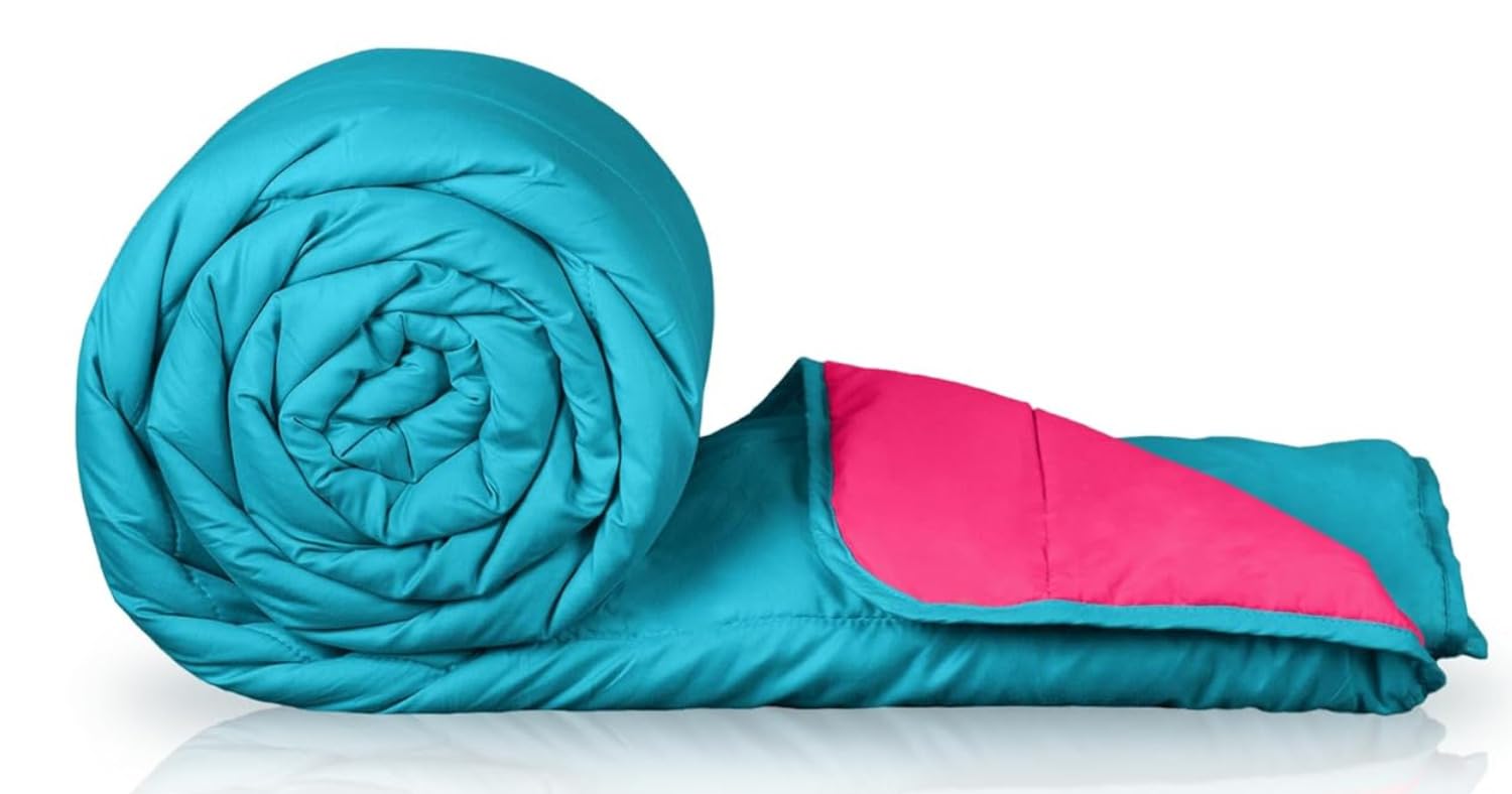 Zinnia Ultra Soft Microfibre Reversible Comforter - Double 230 x 255 CM, Pink and Teal(Solid - Vibrant)