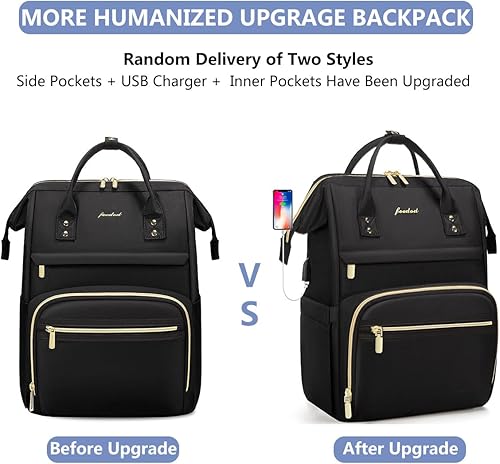 Miniatura 8 de Mochila para laptop de mujer, para trabajo - Compatible con laptops de 15.6 pulgadas con compartimento para computadora, impermeable, profesional,