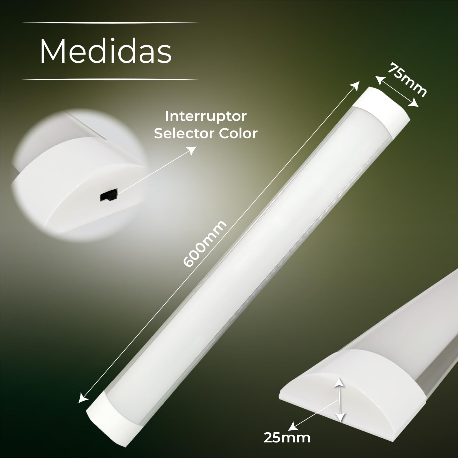 LED ATOMANT 6x LED Feuchtraumleuchte 60cm 20W CCT 3000-6500K 2000lm | Mit CCT-Farbtemperaturwahlschalter