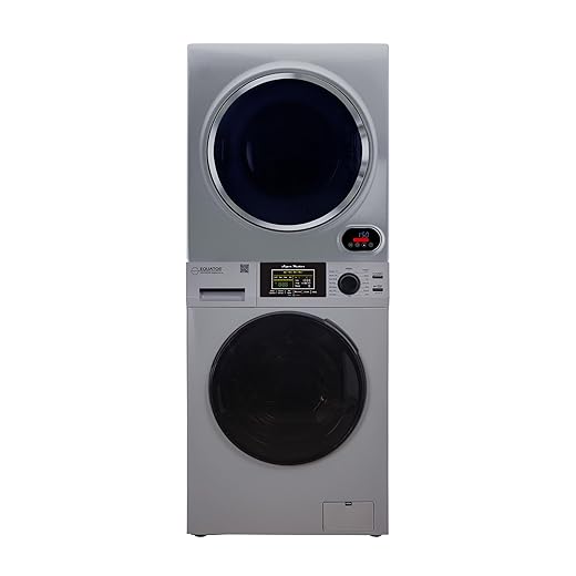 Equator Premium Stackable 15 Lbs Washer 1.62cf 110V+Vented Digi Dryer 3.5cf 110V (Silver)