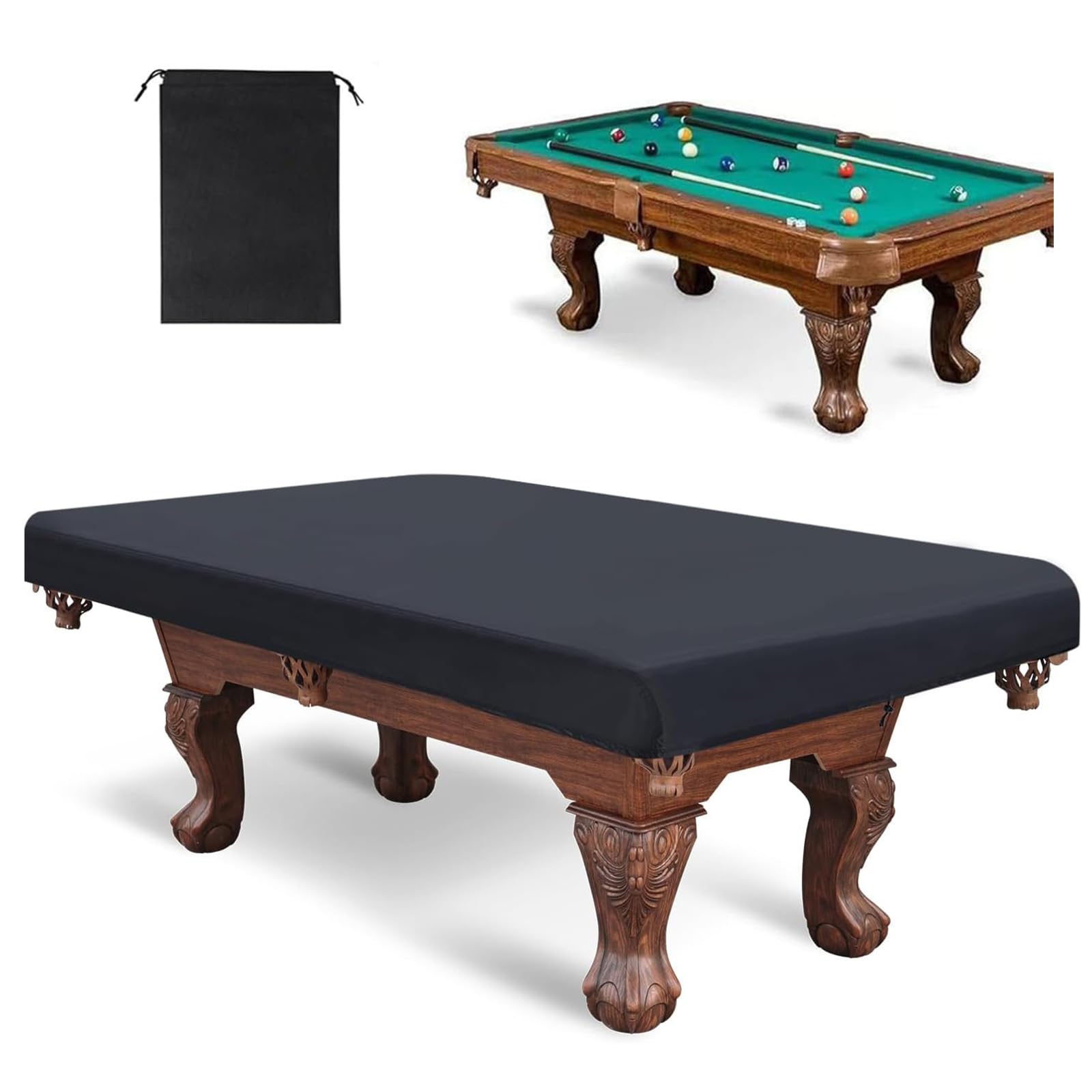 Could Spark Billiard Table Cover – 7ft Waterproof Oxford Fabric, Heavy Duty Tearproof Sun Protection with Drawstring for Indoor & Outdoor Snooker Table – Black