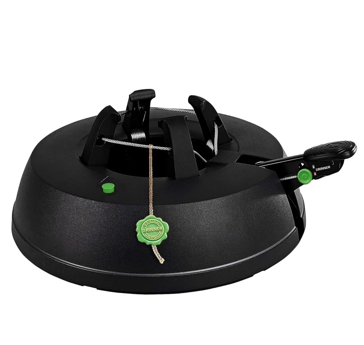 KRINNER® Green Line Comfort Grip S Recycling Christbaumständer Weihnachtsbaumständer inkl. Fußpedal Einseiltechnik mit 3 Liter Wassertank für Baumhöhe bis 2,3m Made in Germany 94219, Schwarz