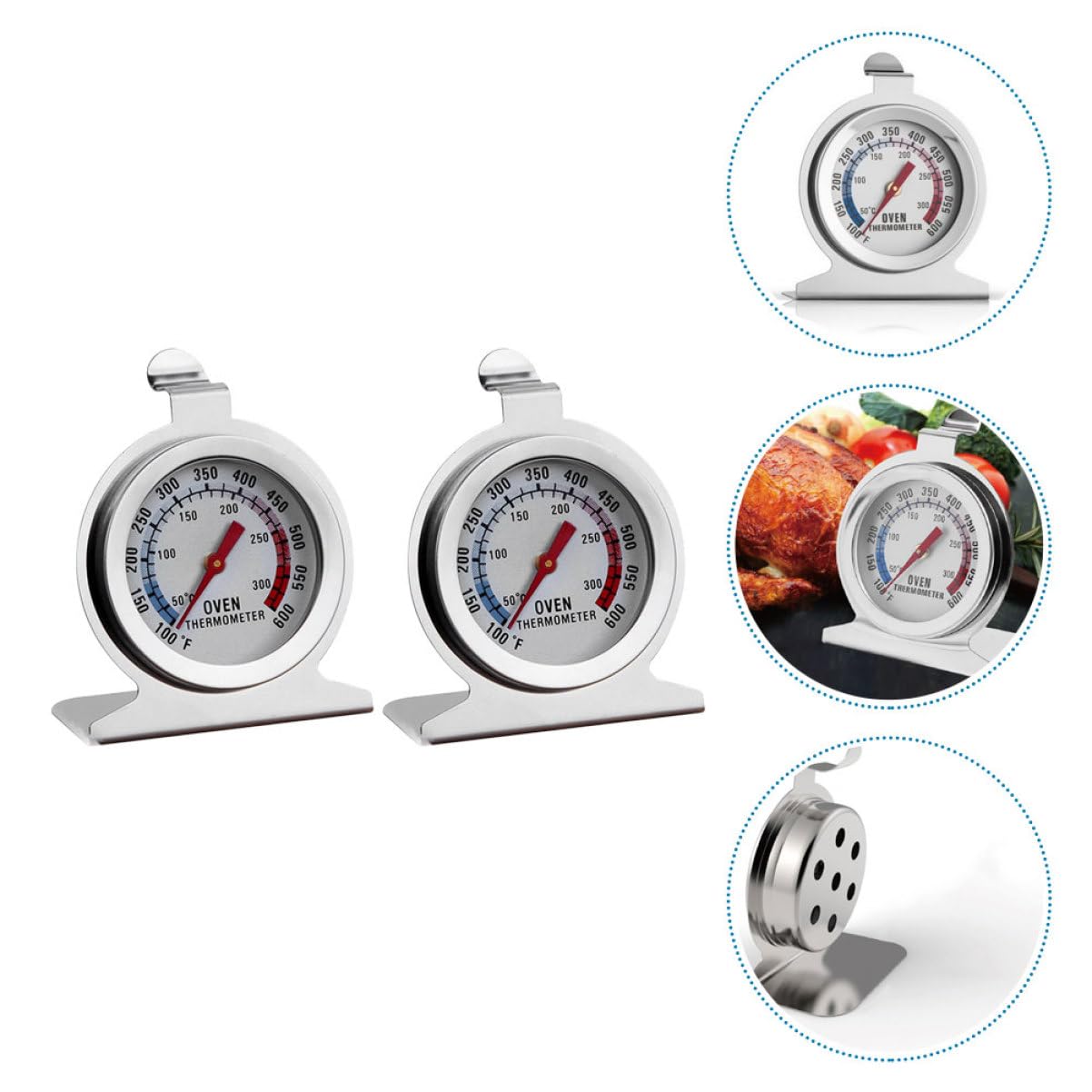 NAMOARLY Stainless Steel Oven Thermometers 2 Thermometers Accurate for Cooking Grilling BBQ