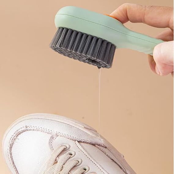 2 Pieces - Multifunctional Draining Shoe Brush, Household Shoe Washing, Clothing Cleaning Tool, Press Type Automatic Filling Shoe Brush.