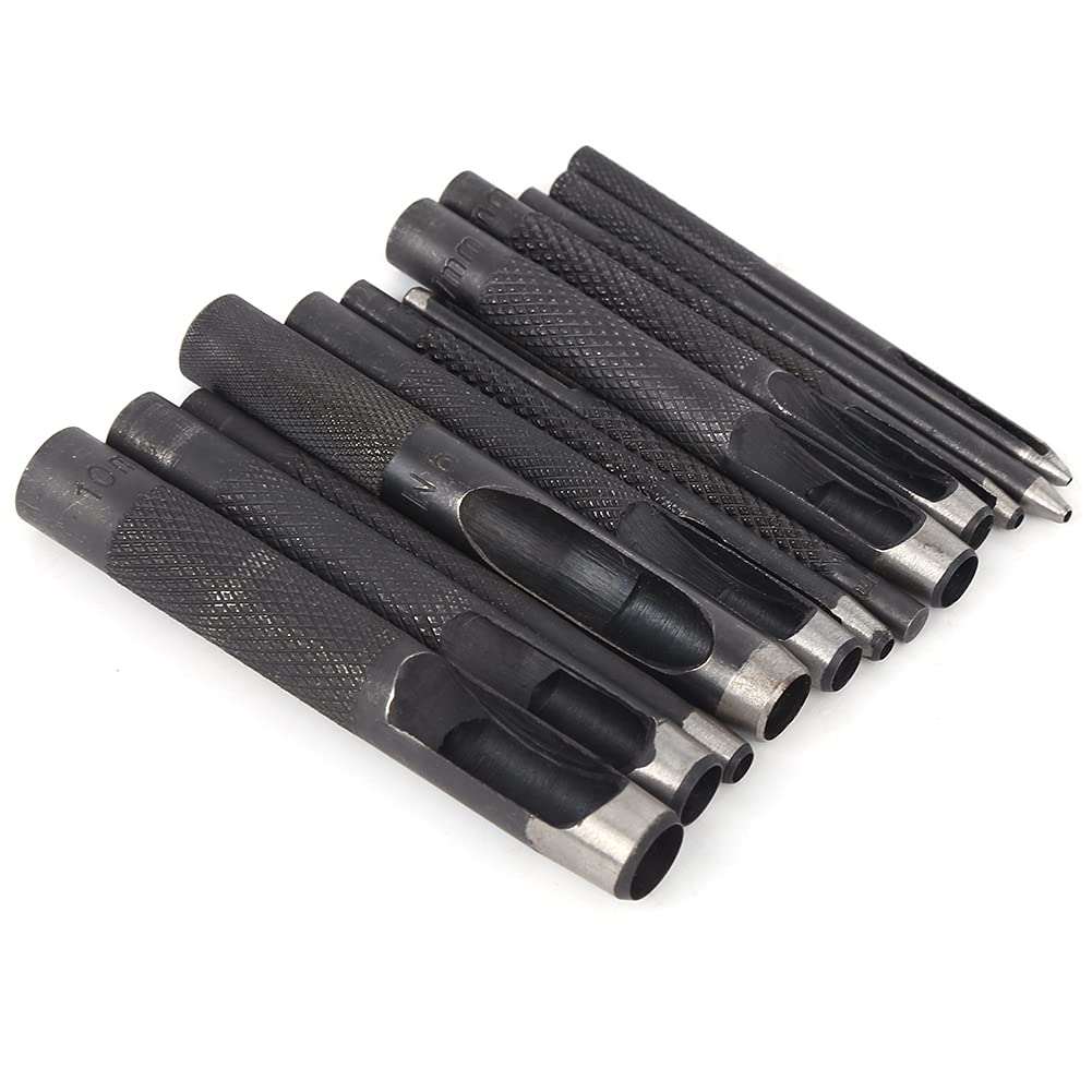 Respicefinem 12PCS DIY Hollow Hole Puncher Leather Craft Punch Set Leather Hole Punching Tool