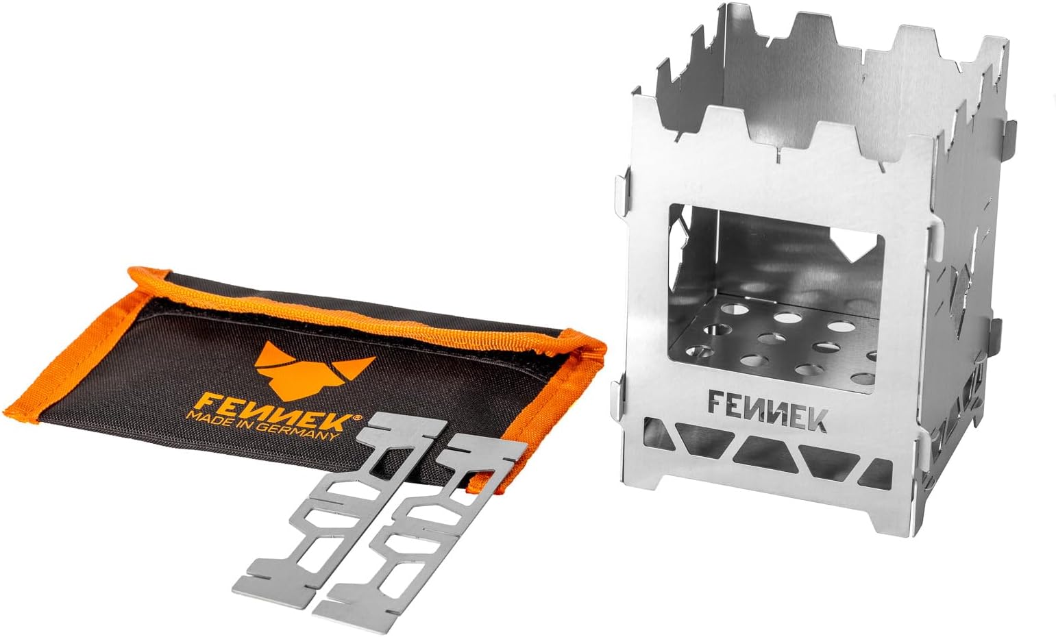 Hobo Solo | Firebox | Outdoor Stove | Plug-In Hobo Cooker with Bag | Very Compact | 100% Stainless Steel, Made in Germany