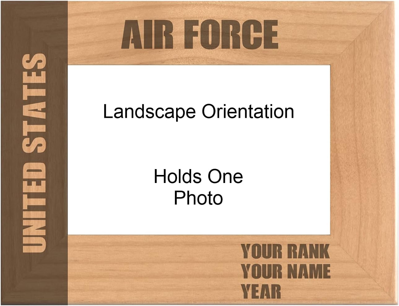 Personalized Military Gifts United States Air Force Engraved Natural Wood Picture Frame Custom Text Veterans Day