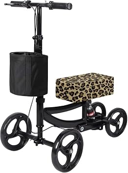 Cover for Knee Scooter Cushion Walker Accessories Broken Foot Scooter Pad Cover Removable Cover with Elastic Band Fits Most Knee Walker Brown Leopard
