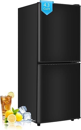 Miniatura 9 de Mini refrigerador con congelador, 3.3 pies cúbicos. Refrigerador pequeño de doble puerta con termostato ajustable de 7 niveles y congelador