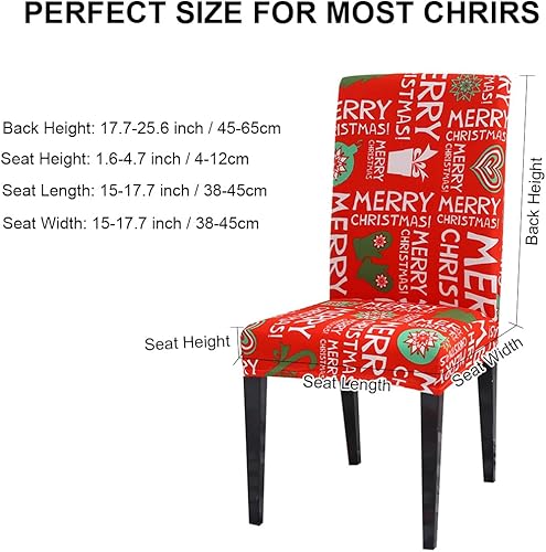 Miniatura 2 de Juego de 6 fundas navideñas para sillas de cocina, fundas de asiento de Navidad para sillas de comedor, fundas de silla de Santa para decoraciones