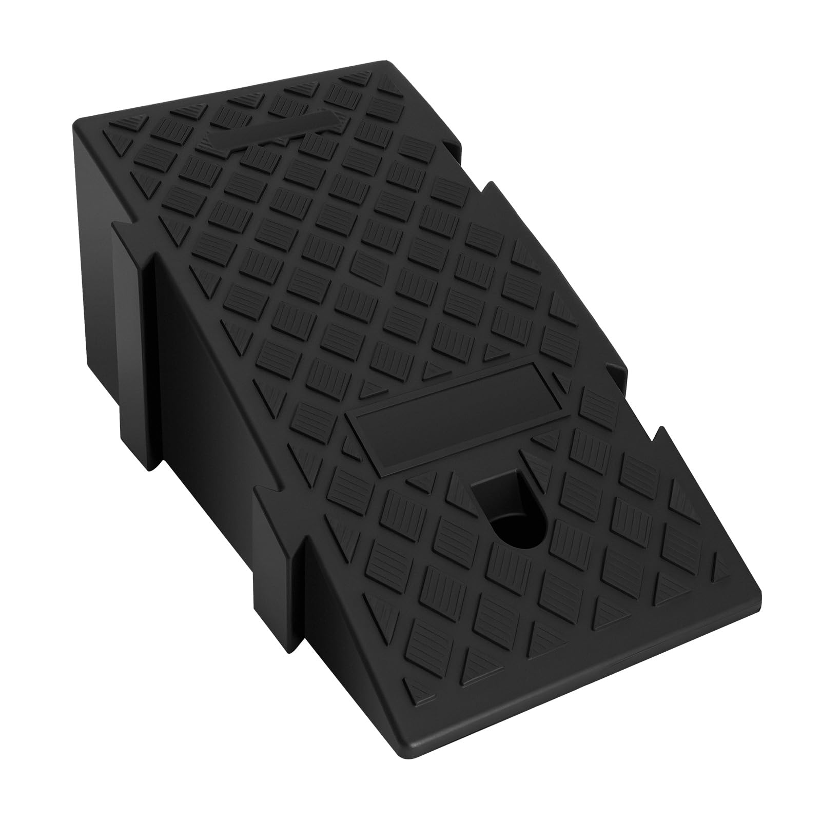 Lot de 2 rampes d'accès très résistantes - Rampe légère en plastique noir pour voitures, camping-cars et remorques - Avec trous de fixation et dimensions compactes (19 cm de hauteur)