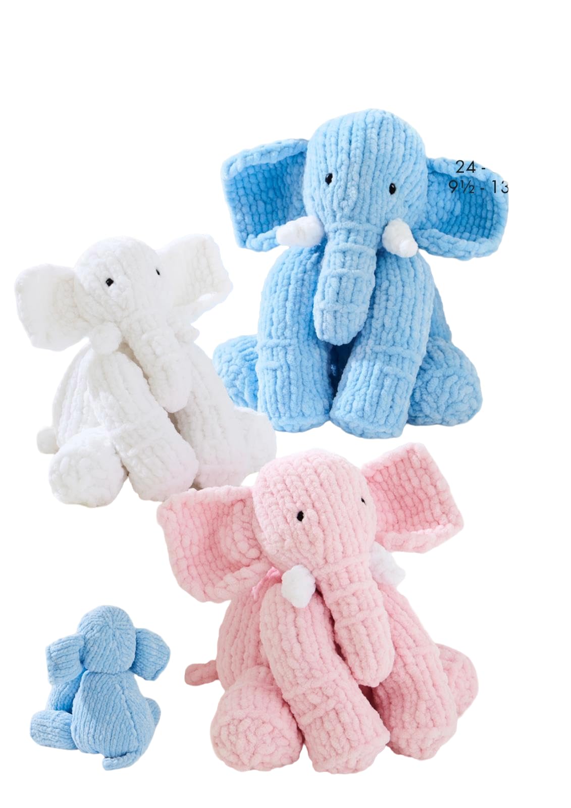 King Cole Super Yummy Knitting Pattern Stuffed Elephant Toys (9185)