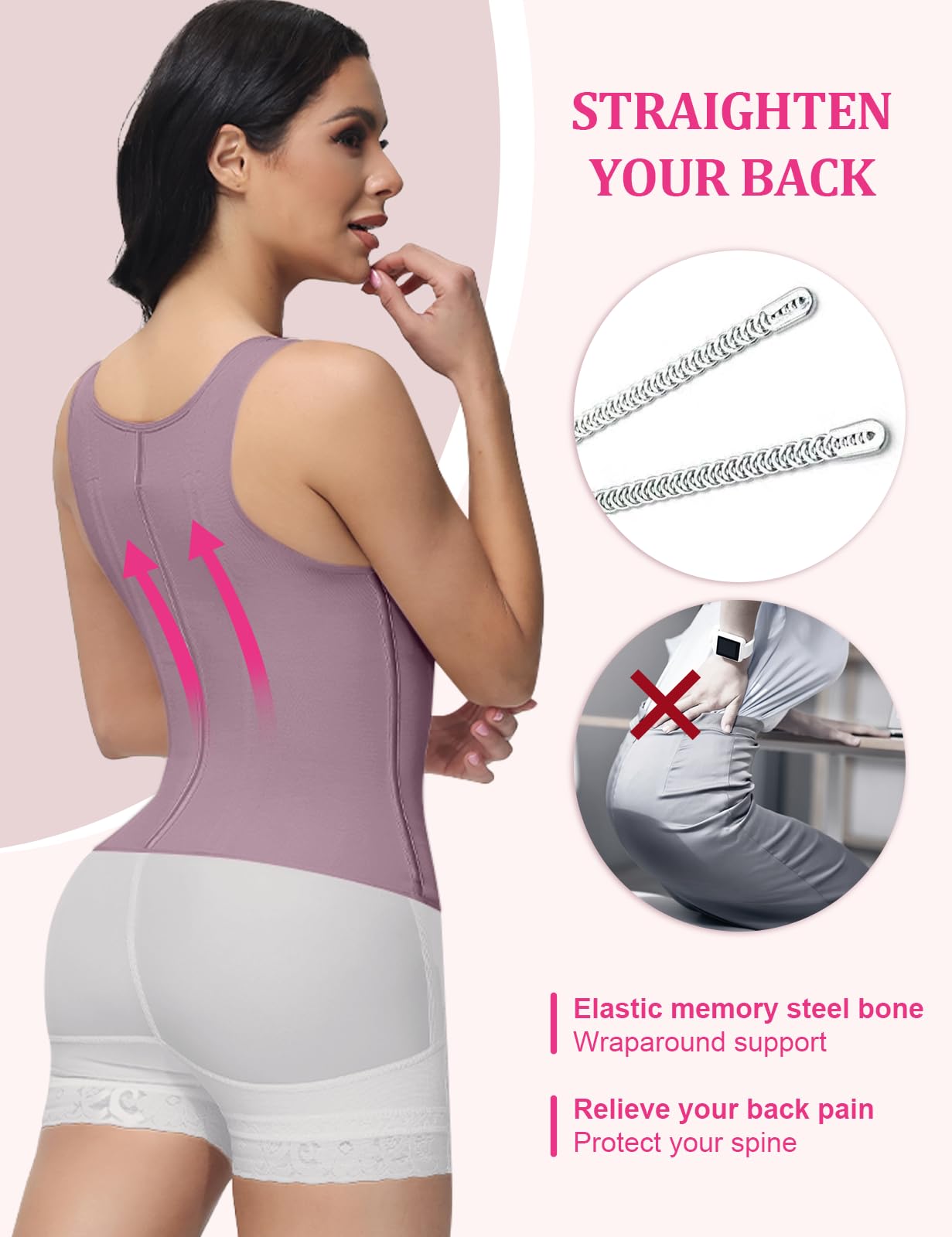 SHAPSHE Waist Trainer for Women, Tummy Control Sports Girdle, Workout Body Shaper with Adjustable Shoulder Strap