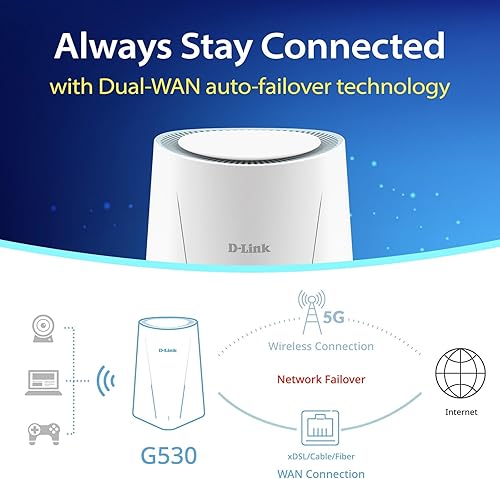 Miniatura 11 de Router WiFi 6 G530 5G NR AX3000 con ranura para tarjeta SIM, puerta de enlace celular, antenas optimizadas de alta ganancia, failover dual WAN,